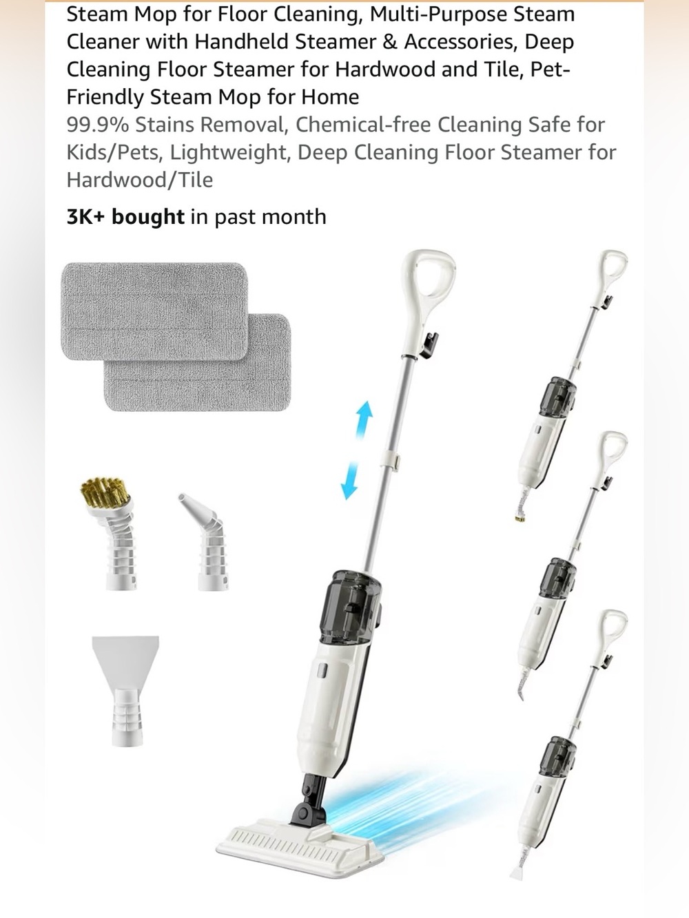 Wotaste Steam Mop Floor Cleaner,w/ Multi-Purpose  handheld steamer & accessories